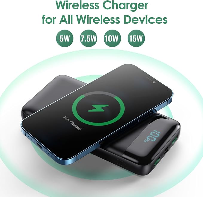 Wireless Portable Charger 30, 15W Wireless Charging USB C Power Bank, 25W PD QC - Image 4