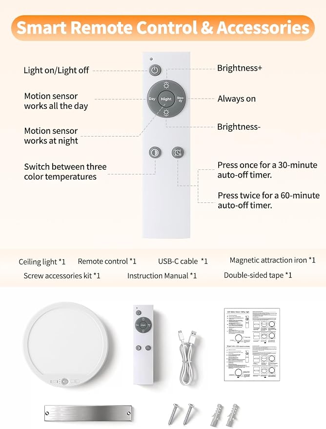 Rechargeable Motion Sensor Ceiling Light - Image 7