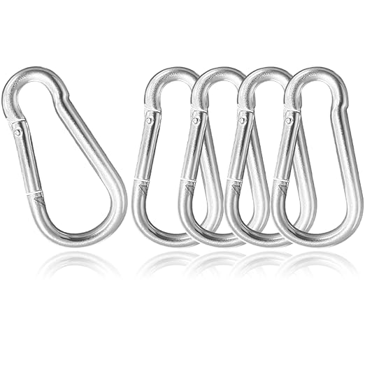 5 Pack 4.7" Heavy Duty Carabiner Clips, M12 Sliver Galvanized Steel Spring Snap by SEUNGCH