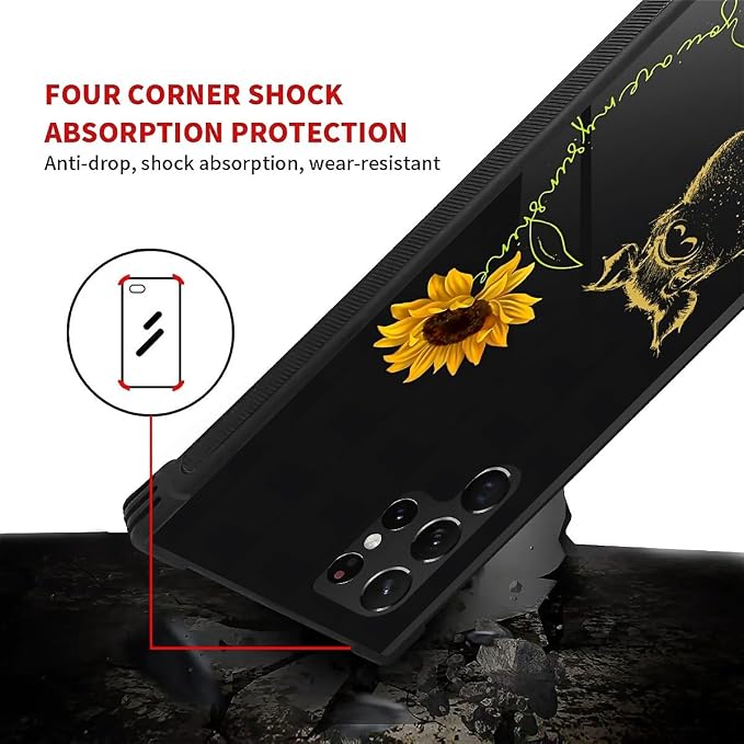 for Samsung Galaxy S23 Ultra Case, Pig Sunflower Yellow Sunshine Pattern - Image 6