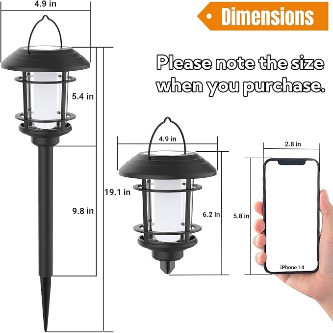 Dynaming 6 Pack Solar Flame Torch Lights Outdoor, Halloween Dual Use Flickering - Image 2