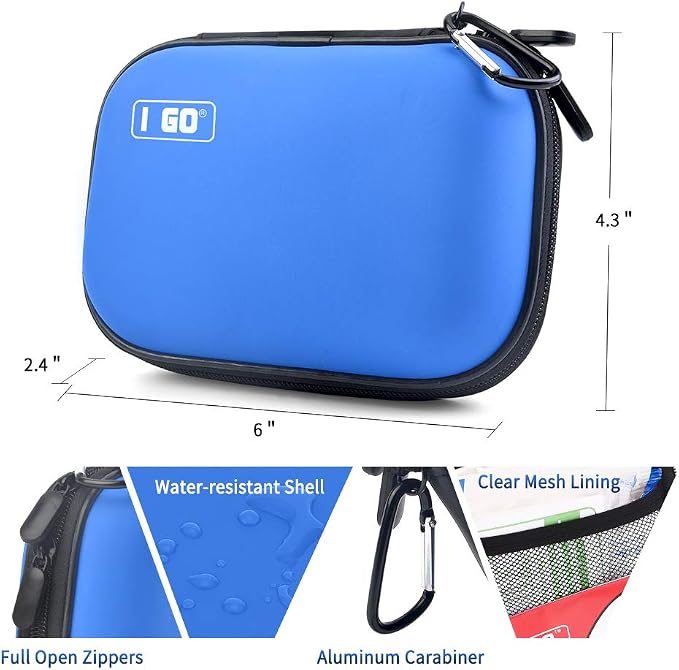 I GO 85 Pieces Hard Shell Mini Compact First Aid Kit, Small Personal Emergency - Image 2