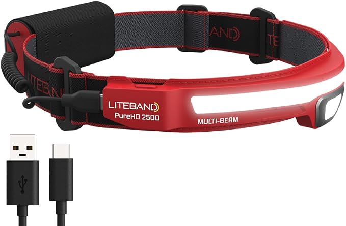 LITEBAND PRO Multi-Beam Rechargeable LED Headlamp, 2500 Lumens, 210° Wide Beam by Liteband
