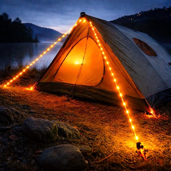 Solar Luminous Paracord Rope, 23ft Solar-Powered Orange Glow Rope - Image 3