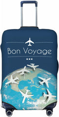 Luggage Cover with World Map & Airplane Design, Suitcase Protector by XBFCDN