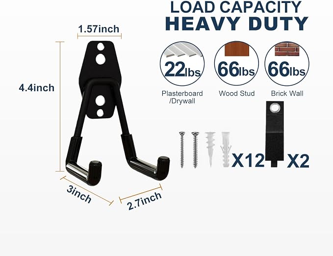 Garage Hooks Heavy Duty, 6 Pack Small Square Steel Garage Storage Hooks - Image 2