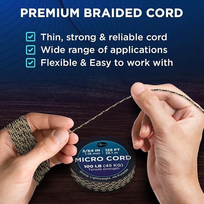 TECEUM Micro Paracord – 1.18 mm X 125 ft – Micro Utility Cord – Thin Braided - Image 3