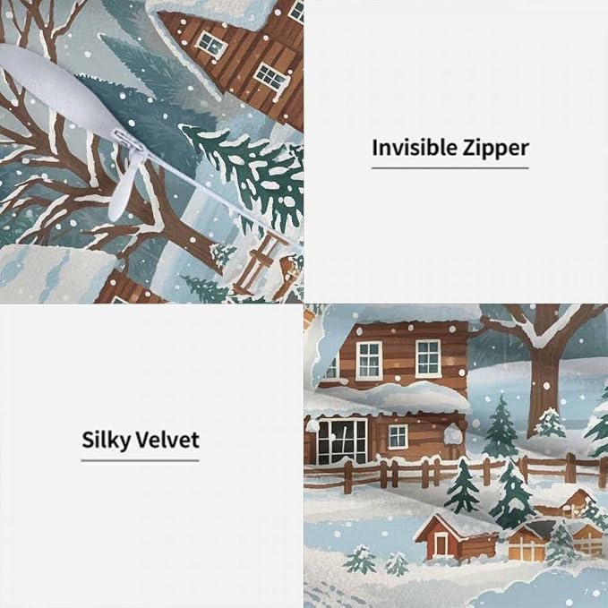 Farmhouse Throw Pillow Covers 18x18 Winter Snow Tree Set of 2 Pillow Cases - Image 7