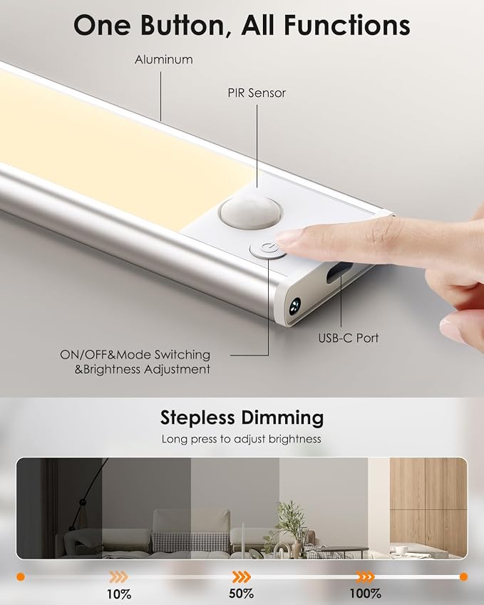 5 Pack Under Cabinet Lights, Upgraded 2500mAh Under Cabinet Lighting Wireless - Image 5
