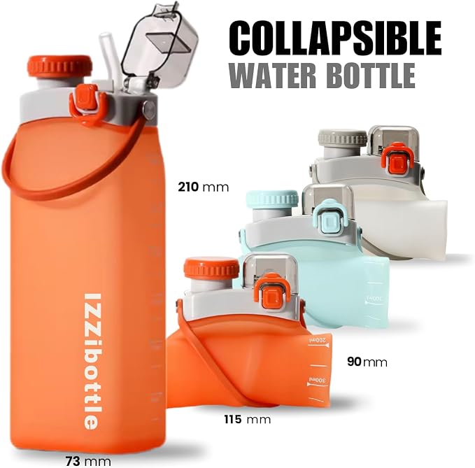 IZZI bottle Collapsible Lightweight Silicone Water Bottle | BPA Free, - Image 2