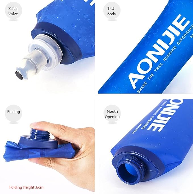 AONIJIE TPU Soft Flask Water Bottle Collapsible Running Flask - Image 3