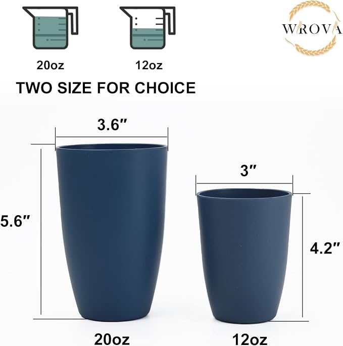 Wrova Wheat Straw Cups 6 PCS Good Alternative to Plastic Reusable Cups 20 oz - Image 3