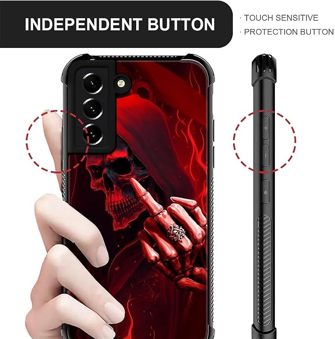 for Samsung Galaxy S22 Case, Gestures Funny Skull Pattern Graphic Design Girl - Image 4