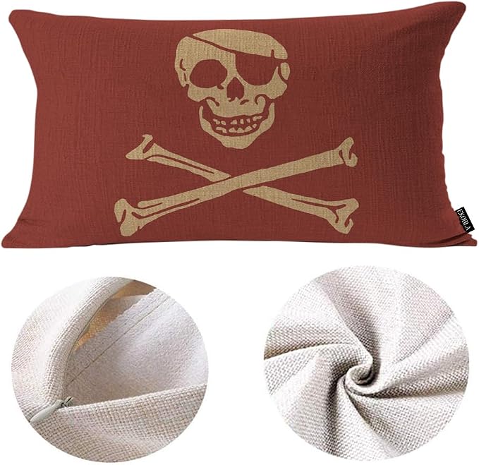 EKOBLA Red Skull Rectangle Pillow Covers One Eyed Creepy Pirate Skeleton - Image 6