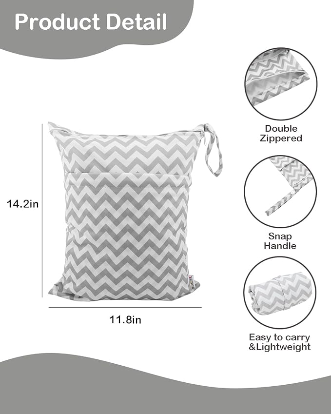 ALVABABY 2pcs Cloth Diaper Wet Dry Bags Waterproof Reusable - Image 3