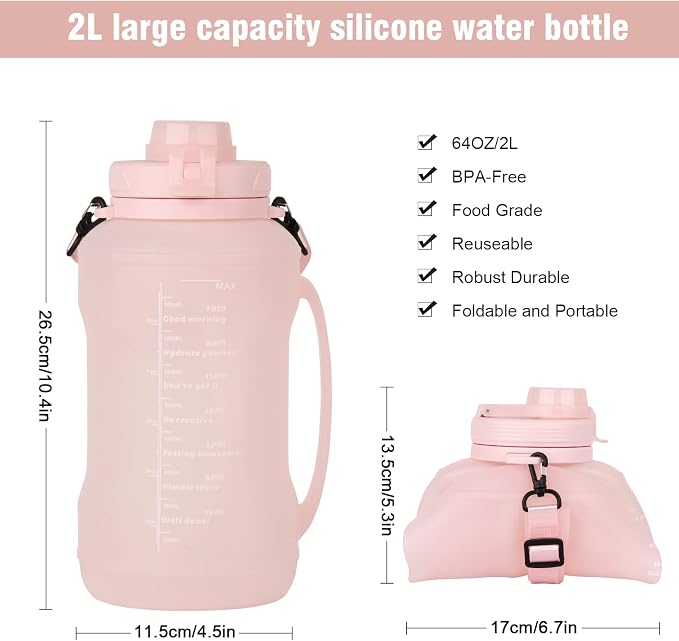 Collapsible Water Bottles, 2L/64OZ travel water bottle Bottle - Image 4