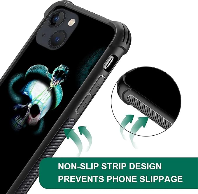 for iPhone 14 Plus Case, Skeleton Winding Snake Pattern Graphic Design Girl Boy - Image 7