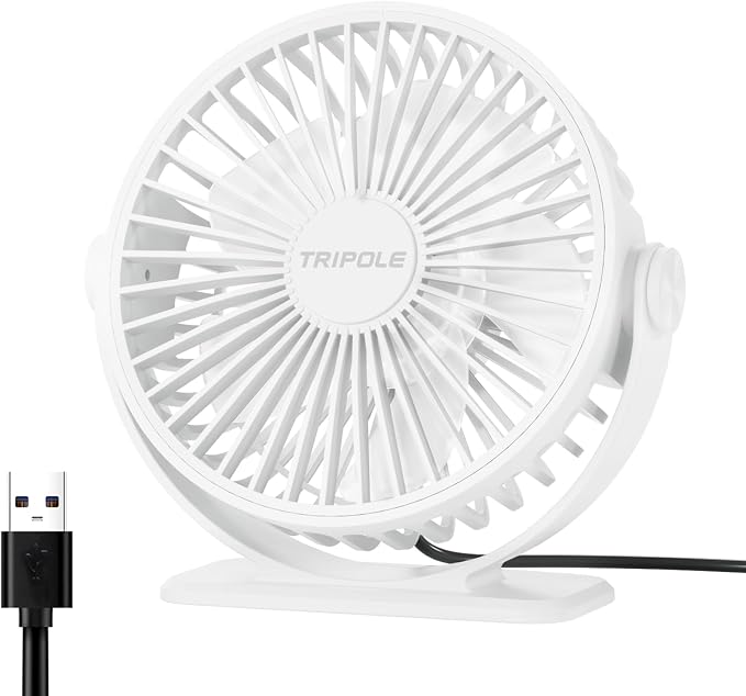 TriPole Desk Fan USB Powered Mini Portable Fan, 3 Speeds Adjustable Strong by TriPole