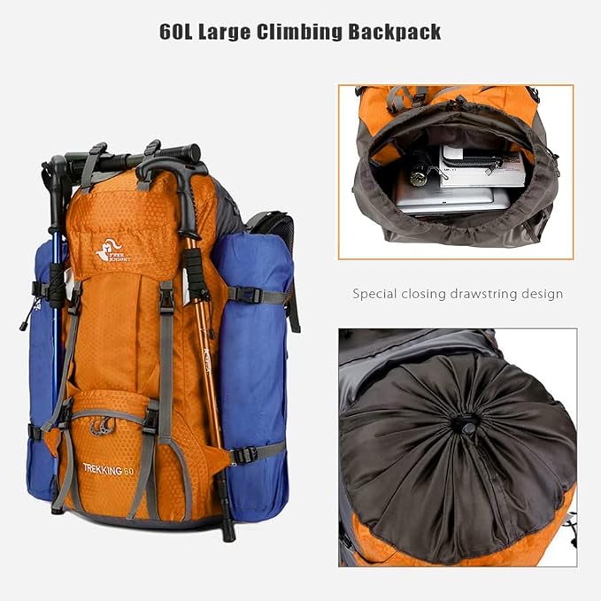 Bseash 60L Waterproof Hiking Camping Backpack - Image 5