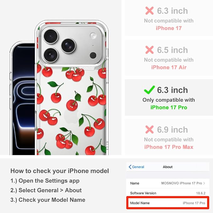MOSNOVO for iPhone 17 Pro Case | Military Grade 6.6ft Drop Tested | Camera - Image 2