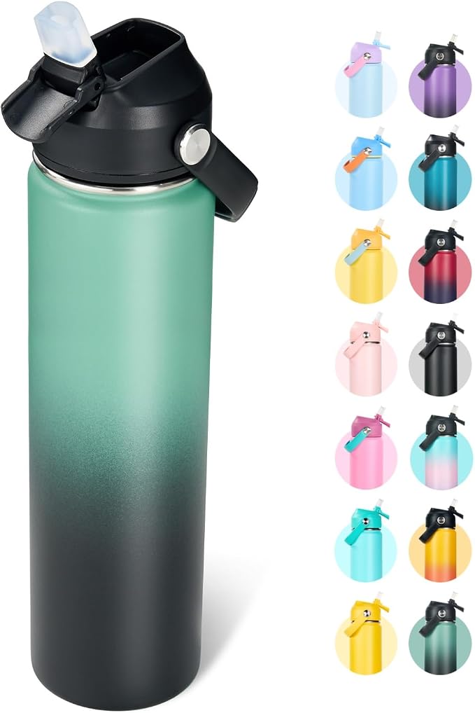 Fijinhom 24oz Insulated Stainless Steel Water Bottle, Wide Mouth Double Wall by Fijinhom