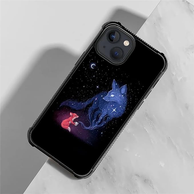 for iPhone 15 Case, Galaxy Fox Wolf Pattern Graphic Design Girl Boy Soft - Image 3