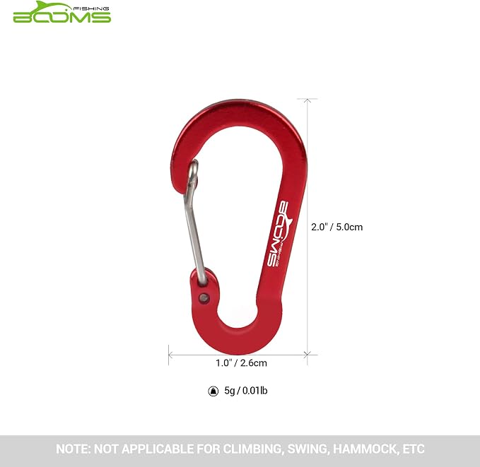 Booms Fishing CC1 Multi-Use Carabiner Clip, 6 Pack Small Caribeener Clips - Image 5