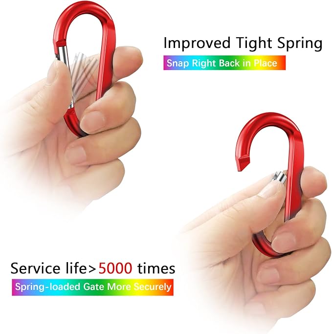 sprookber 3" Carabiner Clip Keychain, D Ring Caribeaner Clip, Key Clip - Image 3