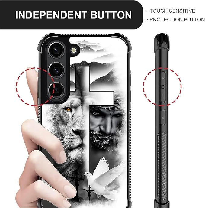 for Samsung Galaxy S23 Case, Lion Cross Jesus Christ Dove Pattern Graphic - Image 5