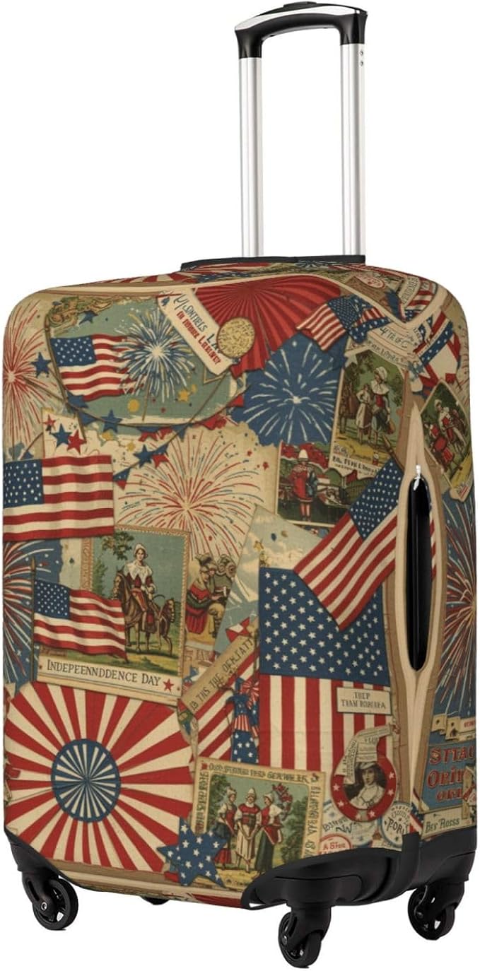Patriotic 4th of July Luggage Cover, American Flag Fireworks Elastic Suitcase - Image 2