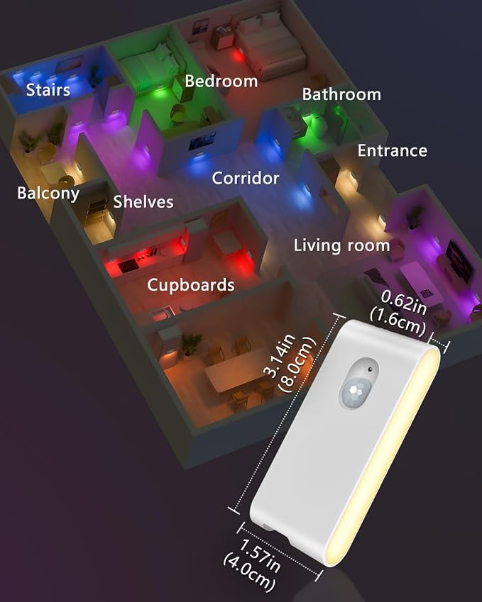 WILLED Motion Sensor Lights Indoor, RGB & Warm White Motion Sensor Night Light - Image 7