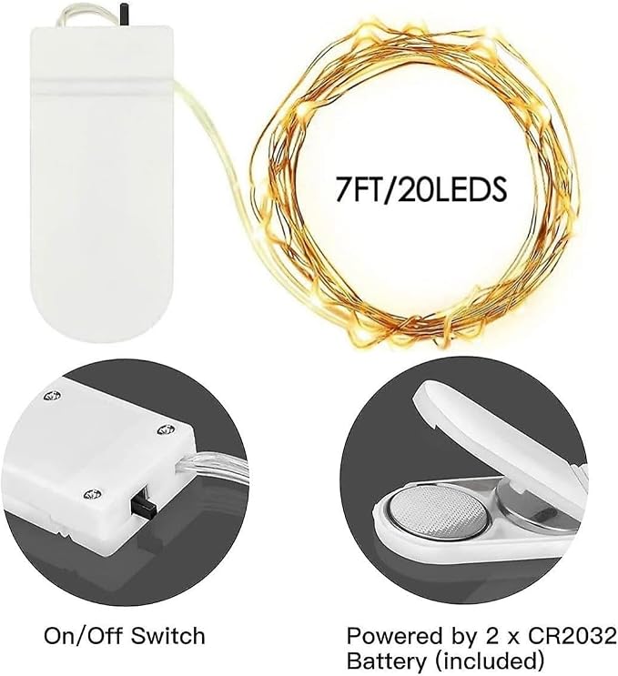 24 Pack Fairy Lights Battery Operated 7 Feet 20 Led Christmas Twinkle String - Image 6