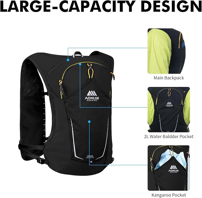 AONIJIE Running Hydration Vest for Men & Women, 8L Hydration Backpack, - Image 4
