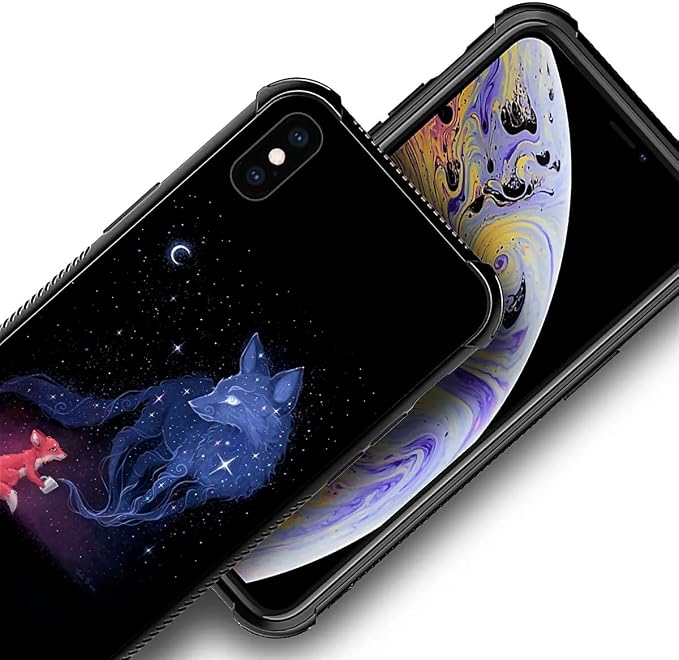 for iPhone Xs Max Case, Galaxy Fox Wolf Pattern Graphic Design Girl Boy Soft - Image 3