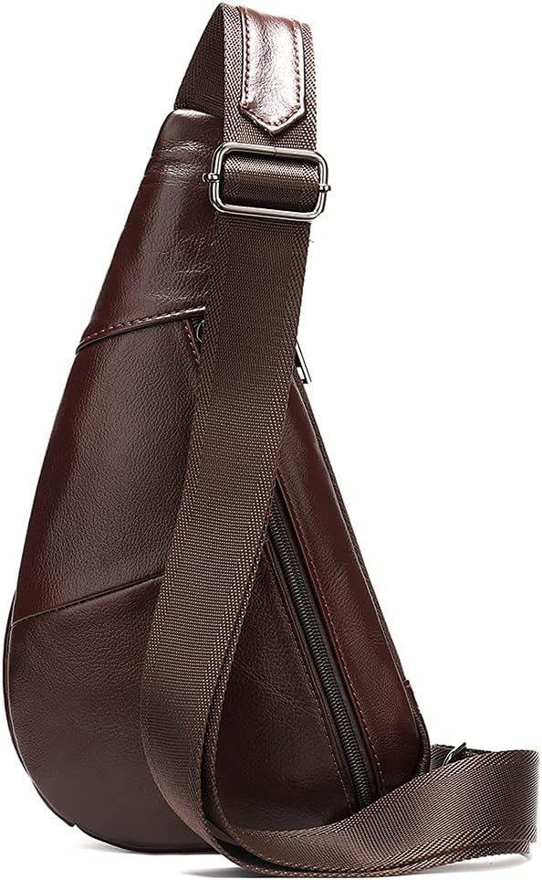 Leather Crossbody Sling Bag for Men Women Single Shoulder Chest Pack Backpack - Image 2