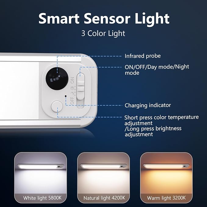 RUIKORING Under Cabinet Lighting, 3 Colors, Motion Sensor Light Indoor - Image 6