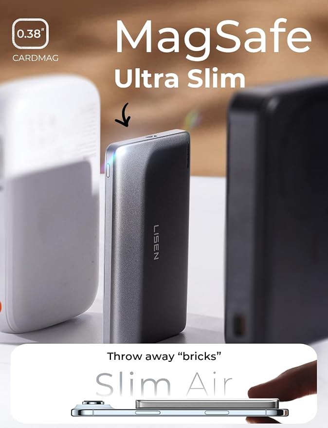 LISEN for MagSafe Battery Pack, 5000mAh MagSafe Power Bank Wireless, Travel - Image 3