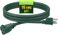 Indoor Outdoor Extension Cord 6 FT, 16/3 SJTW Weatherproof Green Electrical by GREATIDE