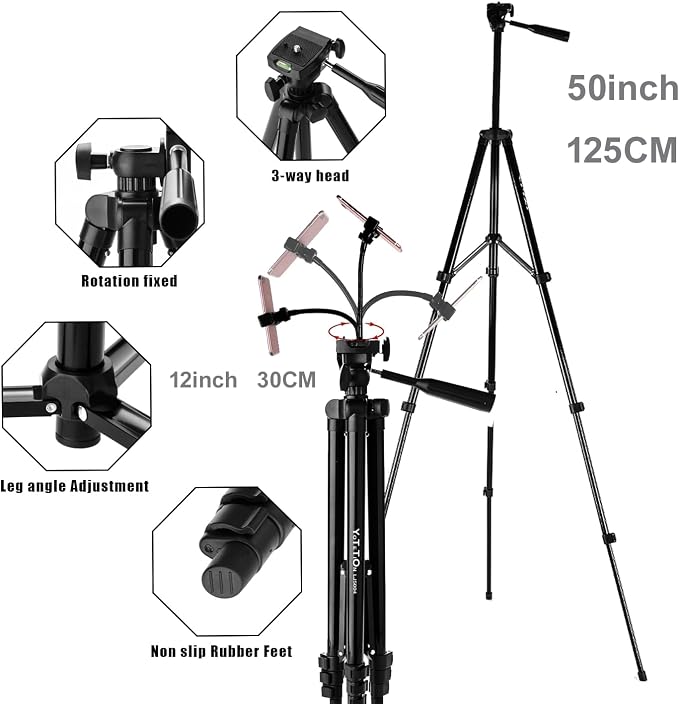60" Aluminum Phone & Camera Tripod - Image 2