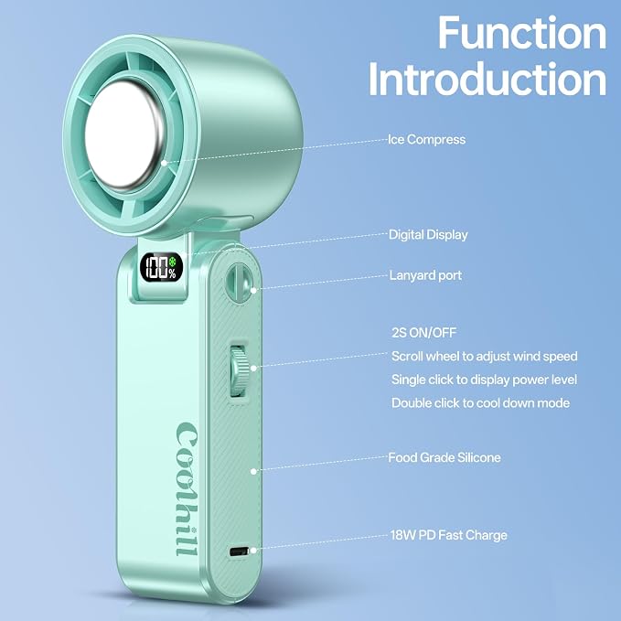 Handheld Portable Fan with Ice Cooler: 199-Speed 5500mAh Rechargeable Handheld - Image 5