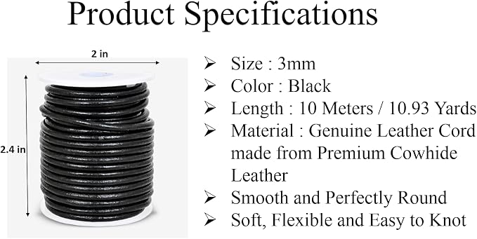 GENIQUE Real/Genuine Round Leather String Cord - Image 3
