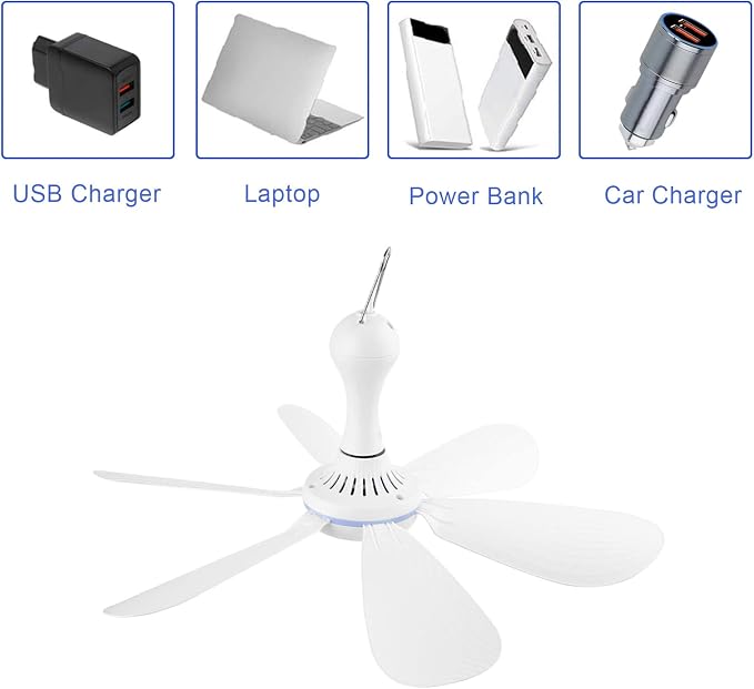 Silent USB Powered Ceiling Canopy Fan - Image 5