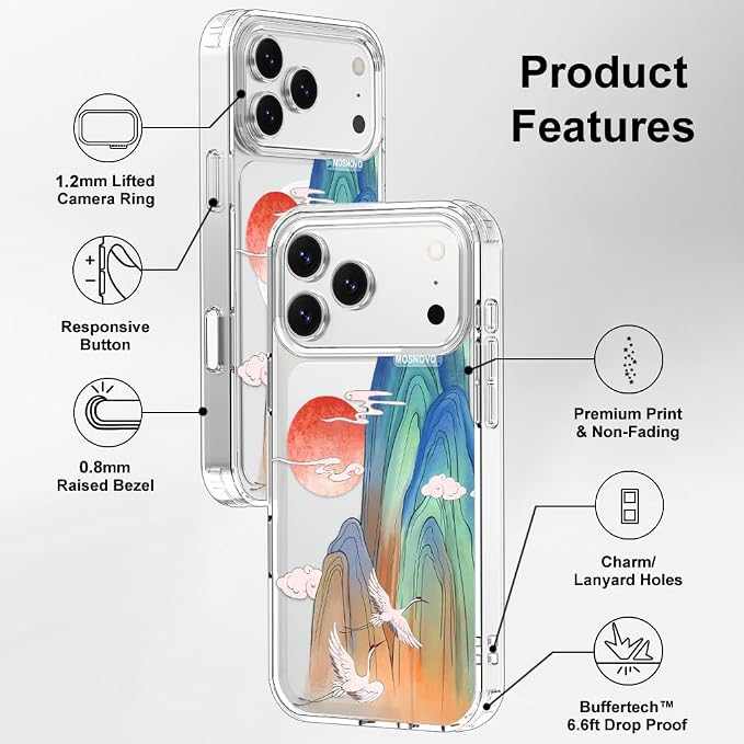 MOSNOVO for iPhone 17 Pro Max Case, Shockproof Military-Grade Protection 6.6ft - Image 7