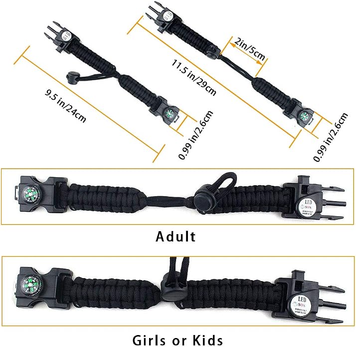 Survival Paracord Bracelet, Fire Starter, Waterproof SOS Light, Adjustable AK87 - Image 6