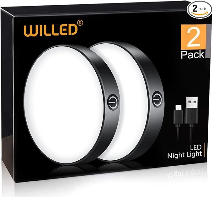 WILLED Tap Light Rechargeable, 6000K Dimmable Touch Light Buit-in 1000mAh Large by WILLED