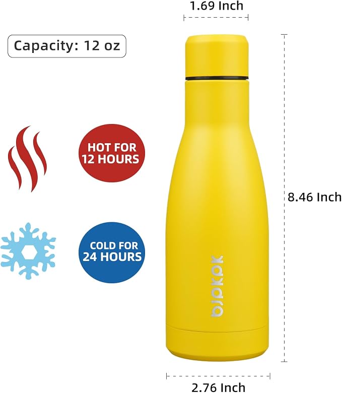 BJPKPK 12oz Water Bottles Stainless Steel Double Wall Vacuum Insulated Small - Image 2