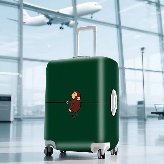 ANNA QUEEN Cute Monkey Travel Luggage Cover-Cartoon Stretchable Airplane - Image 9
