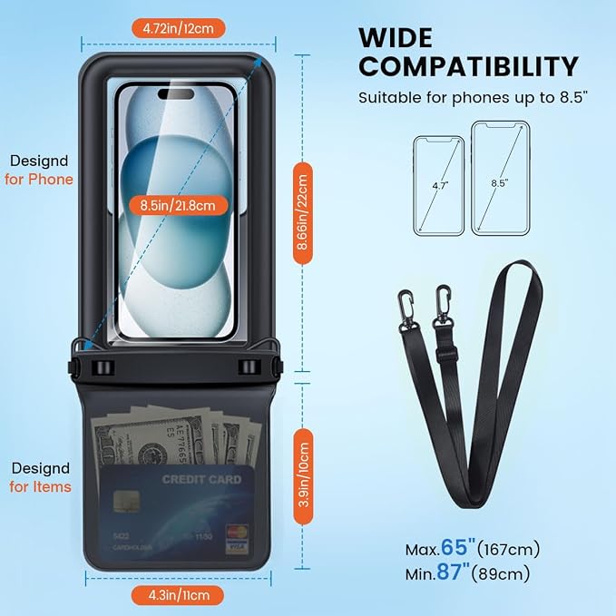 Floating Waterproof Phone Pouch 2 Pack, IPX8 Waterproof Phone Case - Image 2