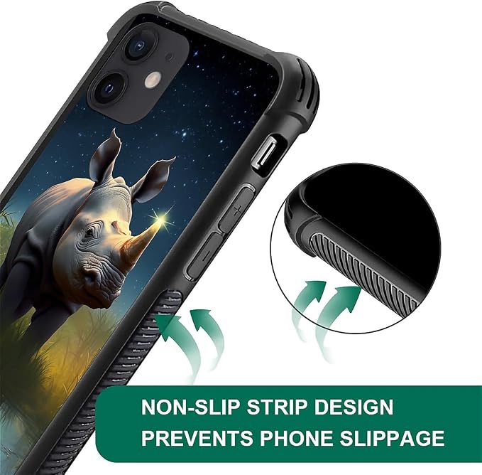 for iPhone 11 Case, Rhino Water Marshes Pattern Graphic Design Girl Boy Soft - Image 2
