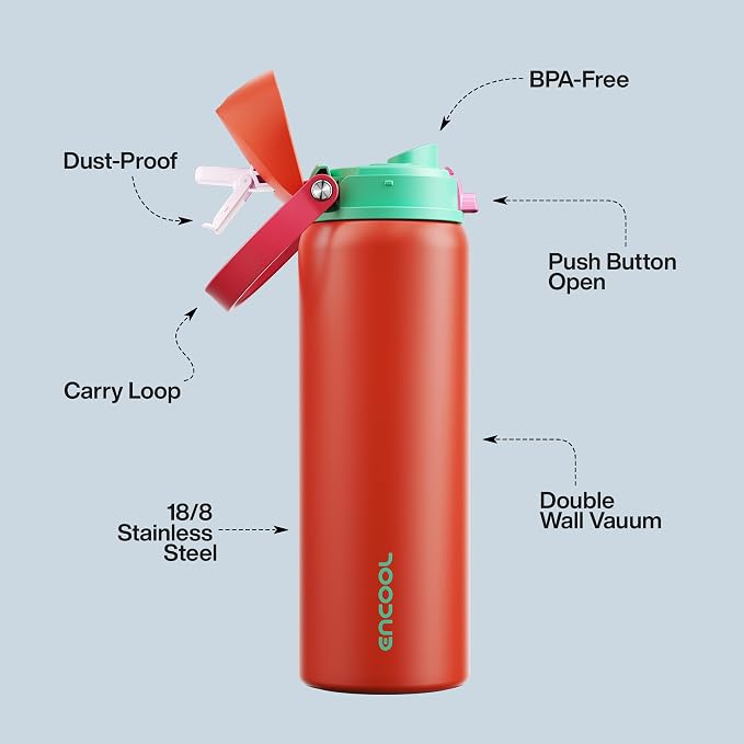 Insulated Water Bottle with Straw - Image 3